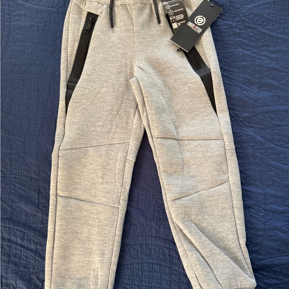 Kids Gray Fleece Joggers with Zip Pockets